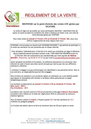 Réglement Vente OES Mouton Vendéen SIA 2026