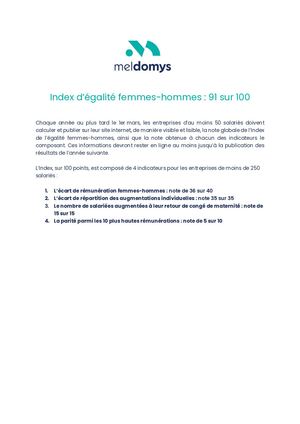 Index d’égalité femmes-hommes du groupe Meldomys
