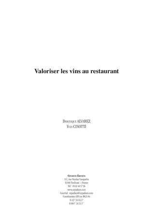 Extrait 2252 Valoriser les vins au restaurant