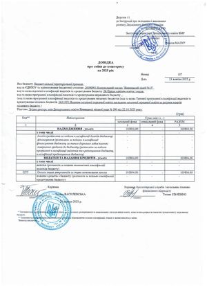 Довідки зміни до кошторису по загальному фонду за ІV квартал 2025 року