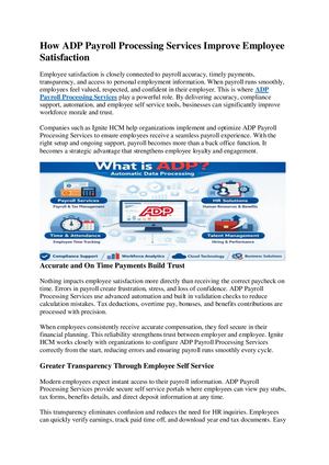 How Adp Payroll Processing Services Improve Employee Satisfaction