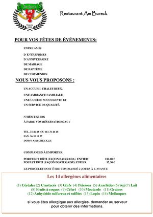 Carte du restaurant
