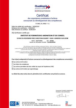 Certificat Qualiopi Extension