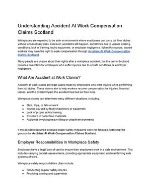 Accident At Work Compensation Claims Scotland