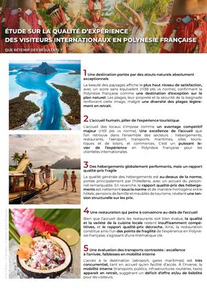 Etude Sur La Qualité D'expérience Des Visiteurs Internationaux En Polynésie Française