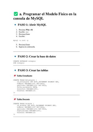 Datos En La Consola Mysql
