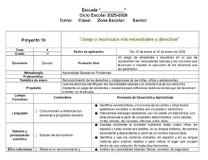 3º Proyecto 10 Juego Y Reconozco Mis Necesidades Y Derechos