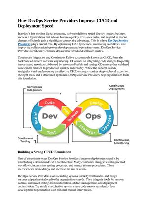 How Dev Ops Service Providers Improve Ci Cd And Deployment Speed