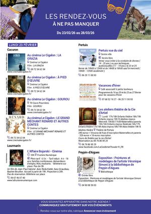 Agenda de la semaine en Sud Luberon