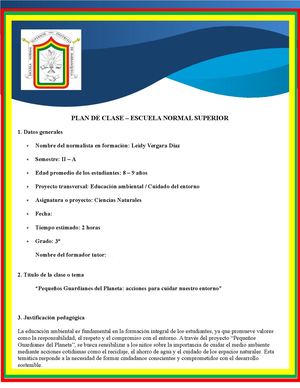 Plan Clases 3 Grado Ensdb 2026