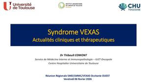 RR SMD : Actualités Cliniques Dans Le Syndrome Vexas - Dr Comont Thibault