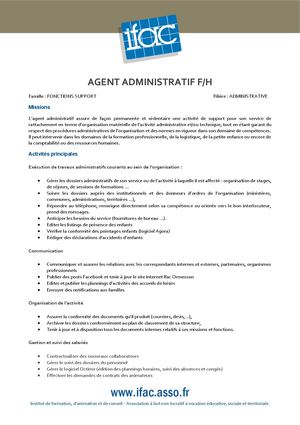 Agent Administratif F H - CDI - Ormesson Sur Marne