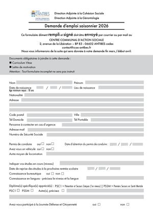Ccas Demande Emploi Saisonnier