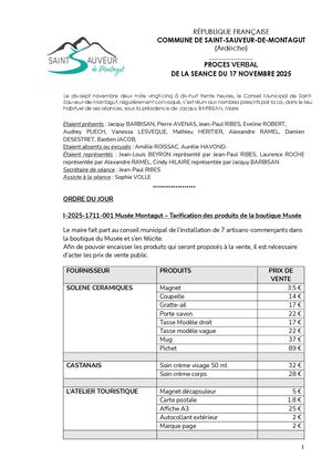 Pv De La Séance Du 17 11 25