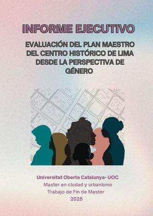 EVALUACIÓN DEL PLAN MAESTRO DEL CENTRO HISTÓRICO DE LIMA DESDE LA PERSPECTIVA DE GÉNERO