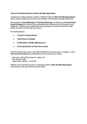 Blue Sky Massage Upland