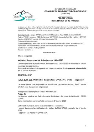 Pv de la séance du 12 juin 2025