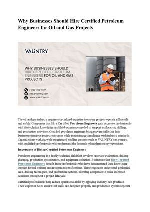 Why Businesses Should Hire Certified Petroleum Engineers For Oil And Gas Projects
