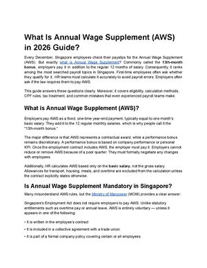 What Is Annual Wage Supplement (AWS) in Singapore?