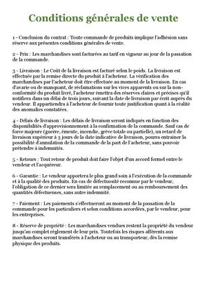 Frais de Livraison Et CGV 2026