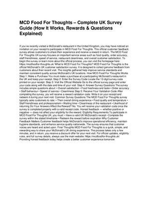 Mcd Food For Thoughts Complete Guide With Homepage Link