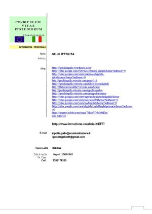 Ippolita Gallo Curriculum Vitae Europeo