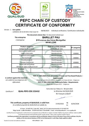 Attestation Pefc Pau 2025 à 2028