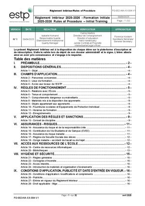 Règlement Intérieur Formation Initiale 2025 2026