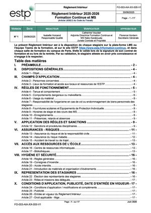 Règlement intérieur Formation Continue 2025-2026