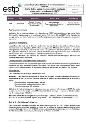 Annexe 1 - Charte bon usage moyens informatiques et outils numérique 2025-2026