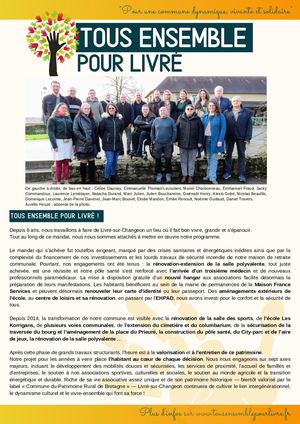 Plaquette élection 2026 Tous ensemble pour Livré