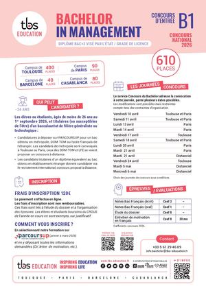 Fiches Concours Bachelor B1 B3 2025/2026