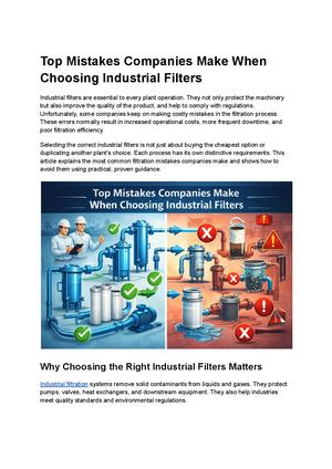 Top Mistakes Companies Make When Choosing Industrial Filters