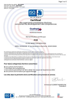 Certificat Qualiopi If2m