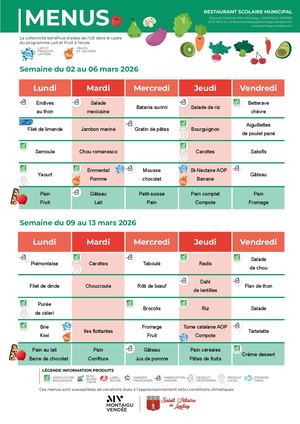 Menu Restaurant Scolaire Saint-Hilaire de Loulay