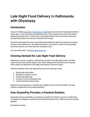Late Night Food Delivery In Kathmandu With Ghyampay