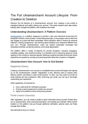 Ukrainiancharm Account Guide: From Sign-Up to Deletion