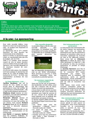 Newsletter Cso Janvier 2026 N°31