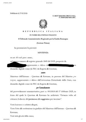 Avv Fabio Loscerbo Tar Emilia Romagna Bologna Sentenza 12 Febbraio 2026 Permesso Stagionale Archiviazione Obbligo Stampa Permesso Soggiorno