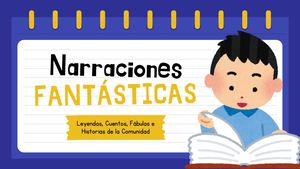 Presentación Educativa De Narraciones Fantásticas Ilustrado Azul