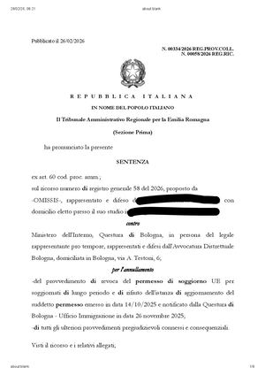 Avv Fabio Loscerbo Permesso Ue Lungo Periodo Precedenti Penali Tar Bologna 11 Febbraio 2026