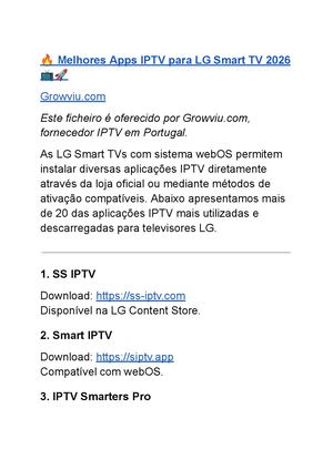 Melhores Apps IPTV para LG Smart TV 2026 – +20 Aplicações ????????