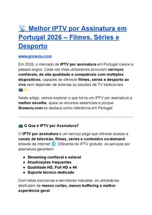 Melhor IPTV por Assinatura em Portugal 2026