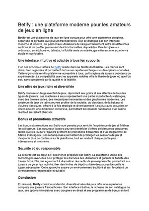 Betify : une plateforme moderne pour les amateurs de jeux en ligne