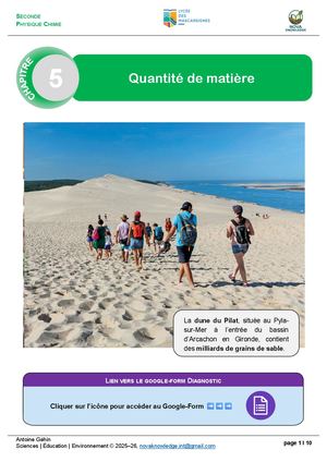 Chapitre 5 Quantité De Matière 2025 2026 Complété 19 01 2026