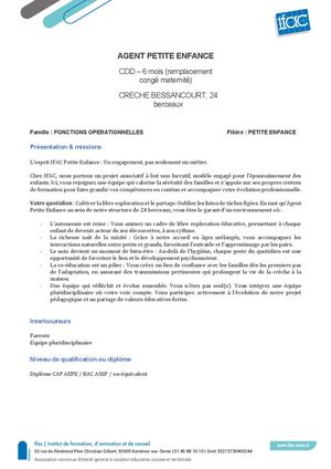Agent Petite Enfance H F - CDD - Bessancourt