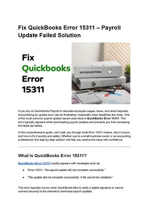 Fix Quick Books Error 15311 – Payroll Update Failed Solution