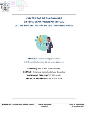 2 3 Dimensión Humana De Las Organizaciones Alejandra Castañeda