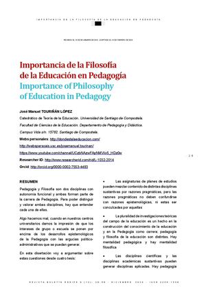 Importancia De La Filosofía De La Educación En Pedagogía