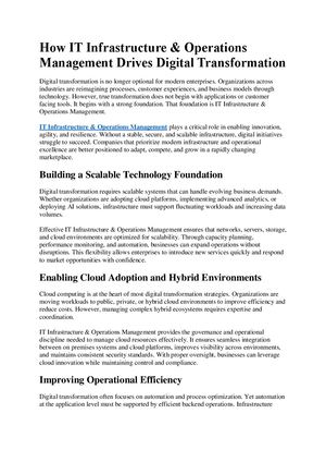 How IT Infrastructure & Operations Management Drives Digital Transformation